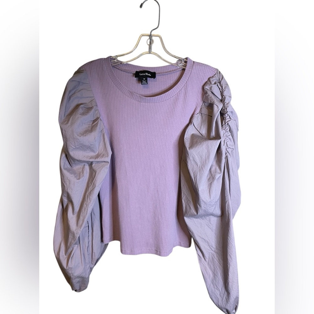Lea & Viola Purple Puffy Long Sleeve Blouse